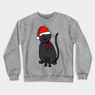 Christmas Kitty Cat Wearing Ribbon and Santa Hat Crewneck Sweatshirt